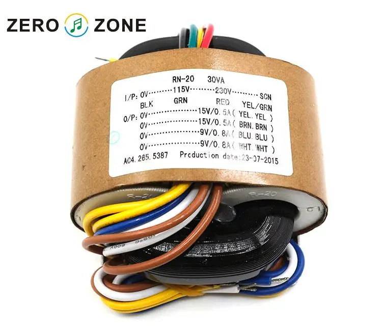 GZLOZONE 30VA Dual 9V Dual 15V R-type Transformer 30W 9V*2 +15*2 Transformer For Audio