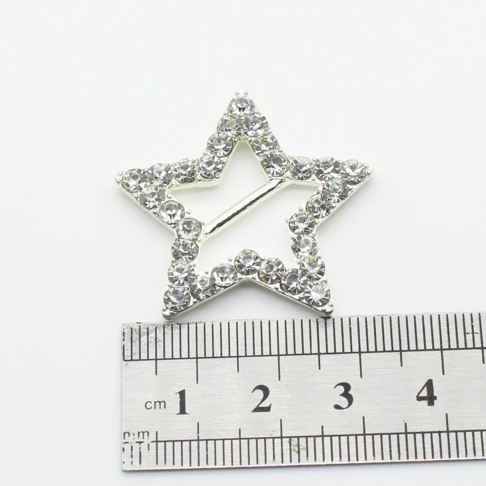 33mm/ 26mm 10Pcs Metal diamond buckles Star-Shaped DIY Crystal invitation card decoration Wedding Ribbon Slider Hair Accessories