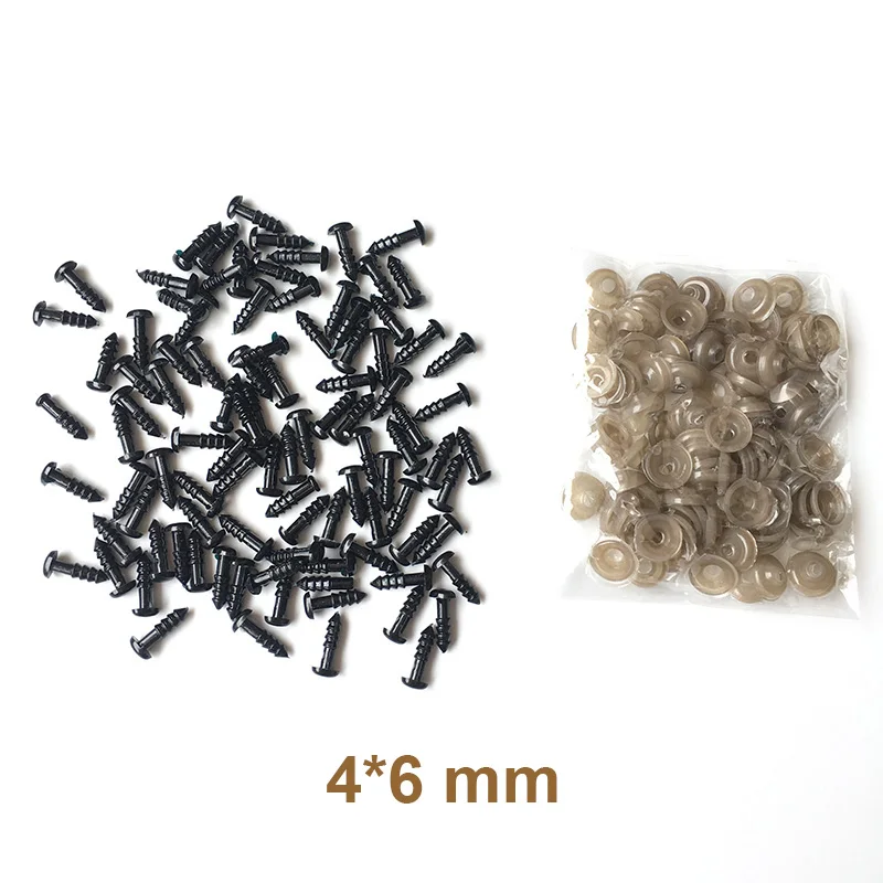 100 stks/zak Craft DIY Zwarte Ovale Ellips Langwerpige Pop Veiligheid Neus Ogen voor Teddybeer Knuffels Snap Dier met Plug Ringen