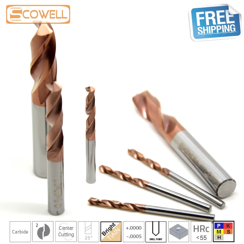 30%Off Micro grain solid Tungsten carbide CNC Twist Drill Bits HRC55 Carbide Drill bits For Metal working 3,4,5,6,7,8,9,10,11,12