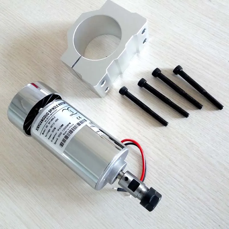 Air Cooled 300W DC Spindle Motor 12-48V DC ER11-3.175mm collect + 52mm Mount bracket fixture for PCB CNC Machine