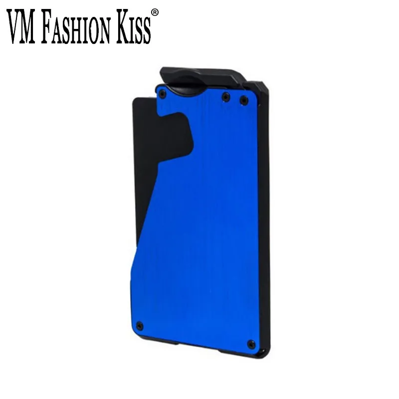 VM FASHION KISS Thin Aluminum Alloy Card Rfid Wallet Anti-magnetic Credit Card Box Automatic Pop-up Card Cover Men Magic Purse