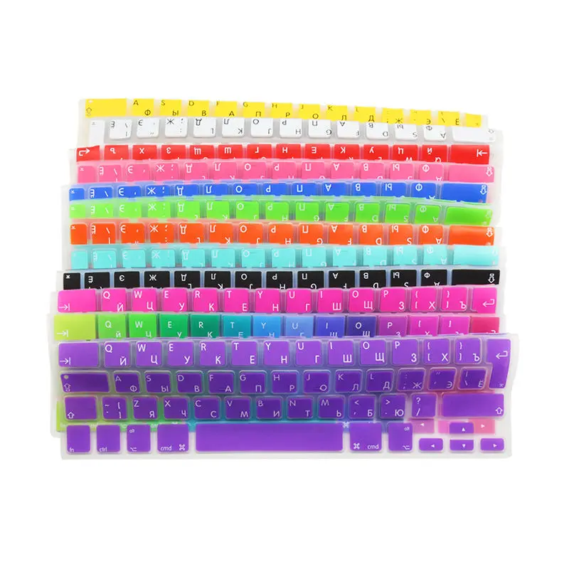 SR 14 Color EU Russian Language Letter Silicone Keyboard Cover Sticker For Macbook Air 13 Pro 13 15 17 Retina Protector Sticker