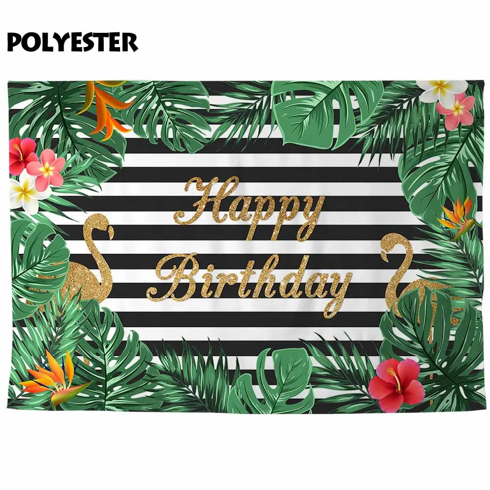 Allenjoy – arrière-plan de photographie flamant rose, décor de fête d'anniversaire d'été, fleurs et feuilles, décor de studio photo pour séance photo