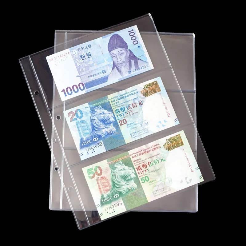 5pcs 2/3/4/20/30/42 Pockets Money Banknote Paper Money Album Page Collecting Holder Sleeves Loose Leaf Sheet Album Protection