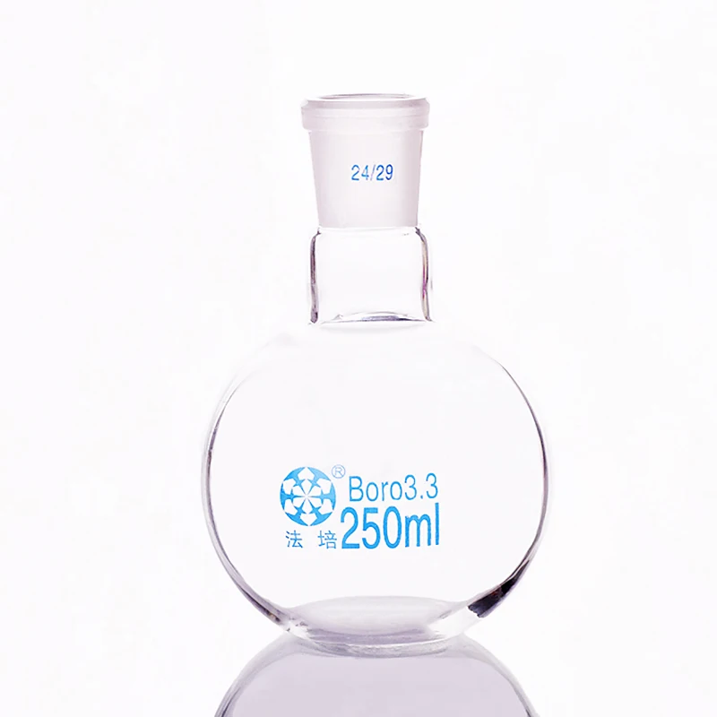 

Single standard mouth flat-bottomed flask,Capacity 250ml and joint 24/29,Single neck flat flask,Boiling flask