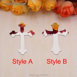 20 Pieces Mirror Cross Sticker Laser Cutting Acrylic Crosses Wedding Party Favors Home Decor