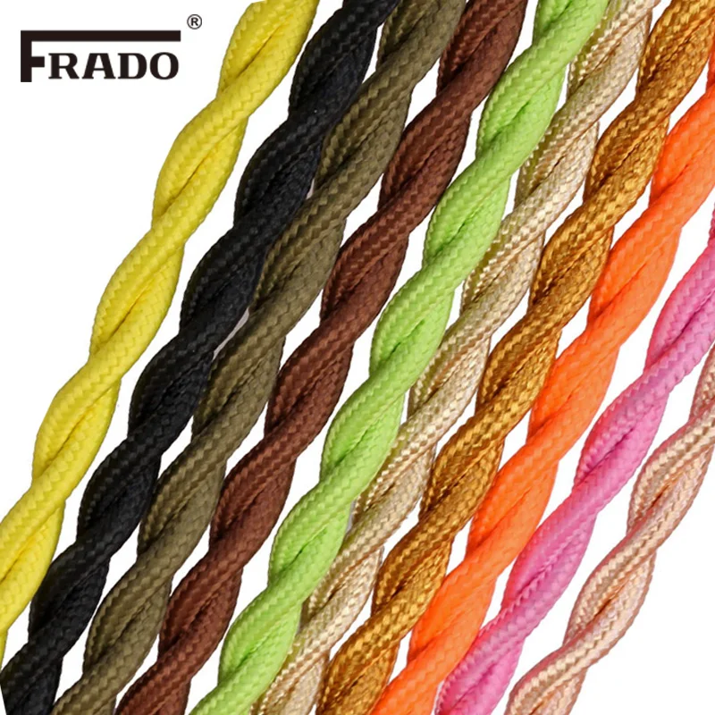 2*0,75mm Vintage Twisted Elektrische Draht Beige Textil Kabel Edison Vintage Lampe Kabel Geflochtene Retro Anhänger Licht Lampe draht – Detail 1