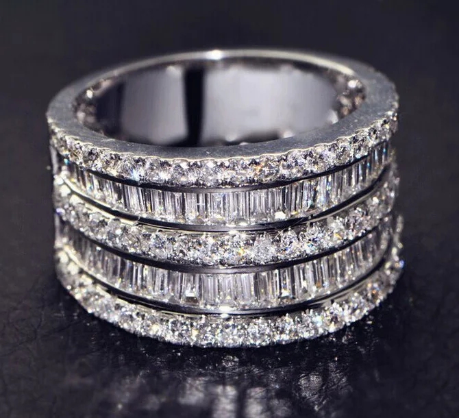 YaYI Jewelry Princess Cut 8.6 CT White Zircon Silver Color Engagement Rings Wedding Heart Rings Girls Party ring  Gifts 444