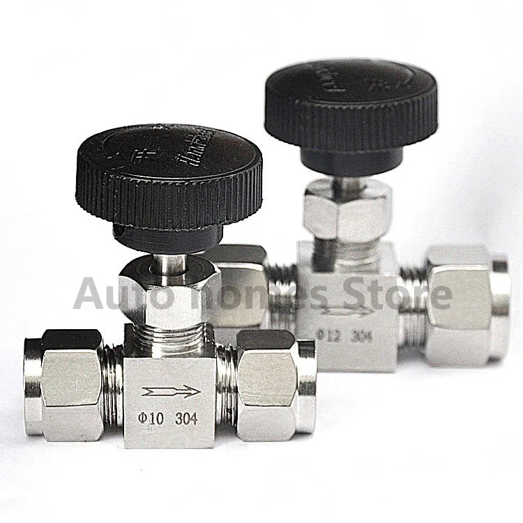 Adjustable needle valve stainless steel SS304 high pressure acid proof straight ferrule tube 2 way needle valve Flow control