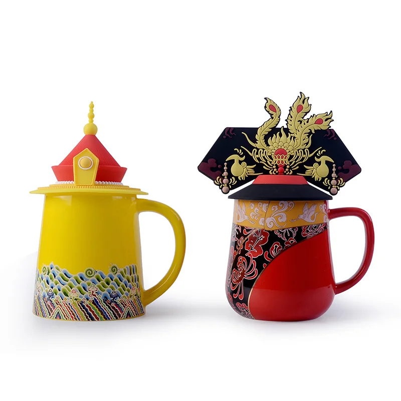 

1PC Dragon Phoenix ceramic cup color enamel porcelain cup Emperor Empress coffee tea set gift