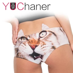 2017 New 3D Printed Animal Cat MAINE COON Hipsters Panty Sexy Women's Panties With Ear lingerie crotchless panties