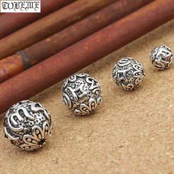 Vintage 925 Silver Tibetan Six Words Proverb Loose Beads Tibetan Jewelry Beads