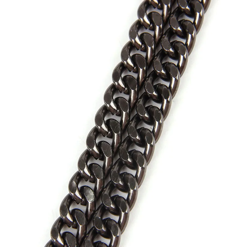 Aluminum Gun Black Flat Byzantine Necklace Twisted Curb Chains Bulk Fit Bracelets Open Link Chain For DIY Jewelry Making