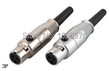 wholesale 50 pcs/lot  Mini XLR 3-Pin Male Cable Inline Plug Metal-125