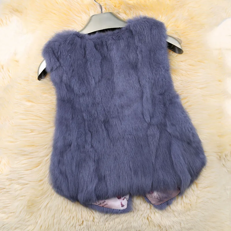 New Style Women Real Genuine Rabbit Fur Vest Fashion 100% Real Rabbit Fur Gilet Lady Real Rabbit Fur Short Sleeveless Coat