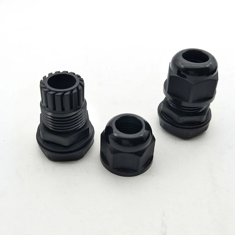 IP68 20pcs PA66 Nylon Strain Relief Cord Grip Waterproof Cable Glands PG13.5 for 6-12mm Dia Cable  Black