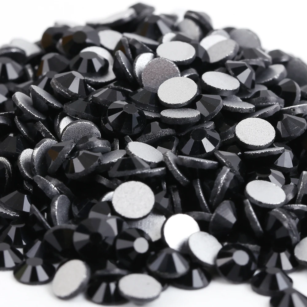 

1440pcs/bag Smallest ss2(1.2mm) Black Jet Color Crystal Flat Back ( Nail Art ) Non Hot Fix Glue on Glass Rhinestones