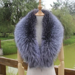 Real silver Fox Fur Collar Women 100% Natural Fox Fur Scarf Winter Warm Fur Collar Straight Collar Natural Large Scarf Shawls