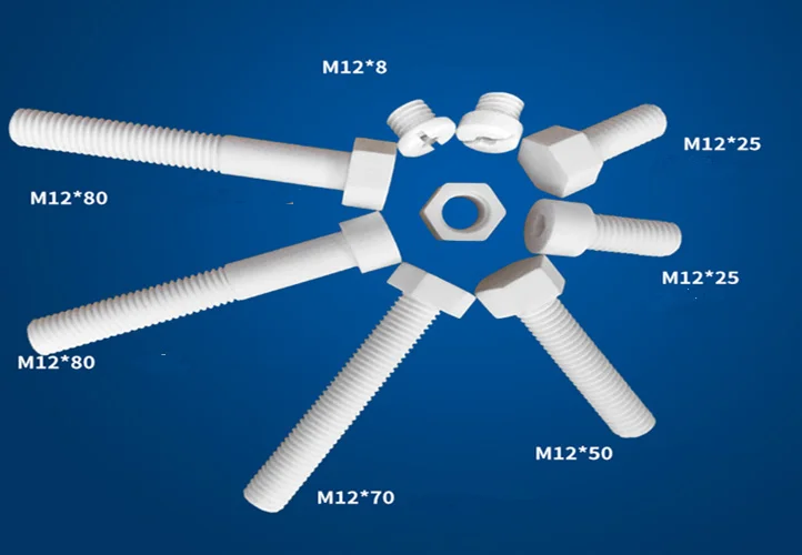 M12 * 80 Alumina Diaphragms Outside the hexagonal Ceramic Screws / 95% Alumina Ceramic Screws / Antioxidant Bolts