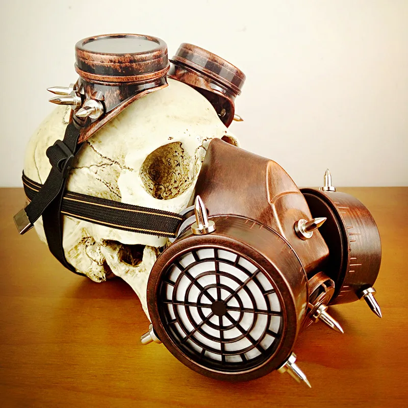 

Corzzet Vintage Steampunk Gears Spike Gold Gothic Costume Cosplay Masuqes Gas Mask Respirator