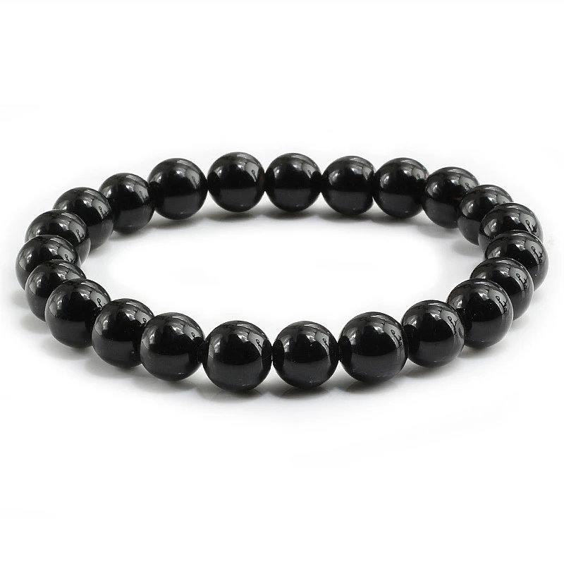 Classic Black Natural Stone Bracelet Men Charms Blue White Transparent Beaded Bracelets Women Yoga Buddha Chain Bangles Jewelry