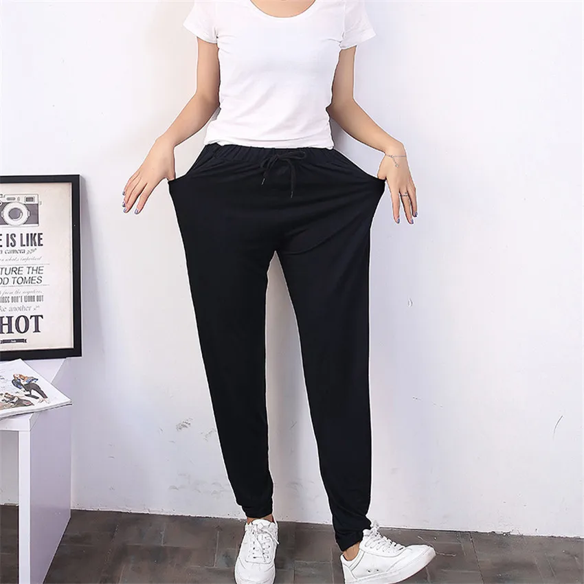 Gowyimmes New S-3XL Kích Thước Lớn Phụ Nữ Modal Quần Casual Harem Pant Harajuku màu kẹo Quần Nữ Mắt Cá Chân dài Quần PD017