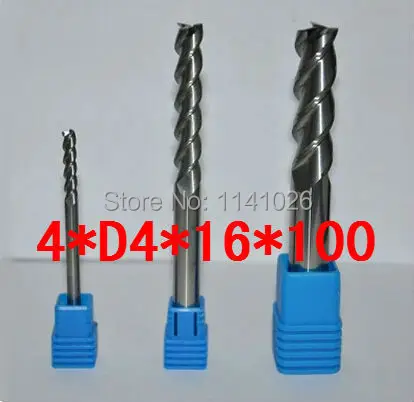شحن مجاني 4.0 ملليمتر طويلة نهاية مطحنة 4 * d4 * 16 * 100l 3 المزامير كربيد نهاية ميلز الألومنيوم ، كربيد نهاية مطحنة cnc راوتر بت ، مخرطة أداة