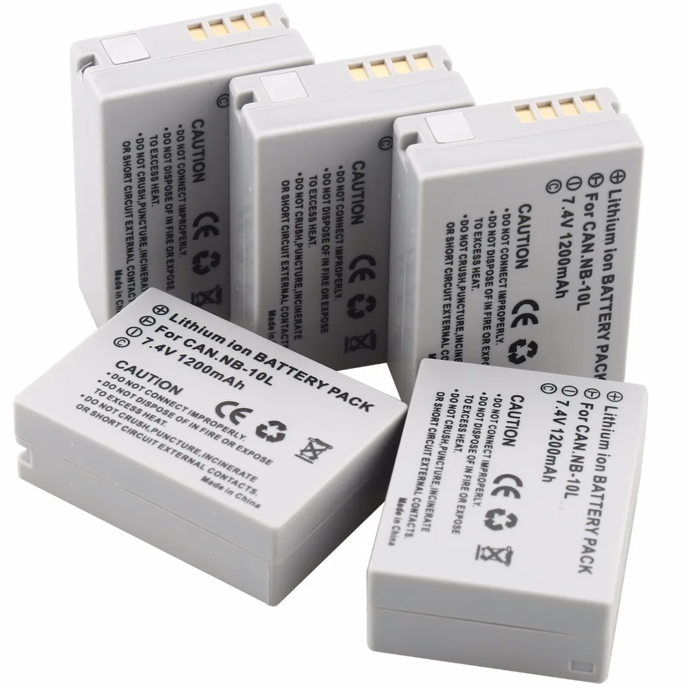 

5Pcs NB-10L NB10L NB 10L Replacement Digital Battery for Canon PowerShot G15 G1X G16 SX50 SX40 G3X SX40HS SX50HS SX60HS Camera