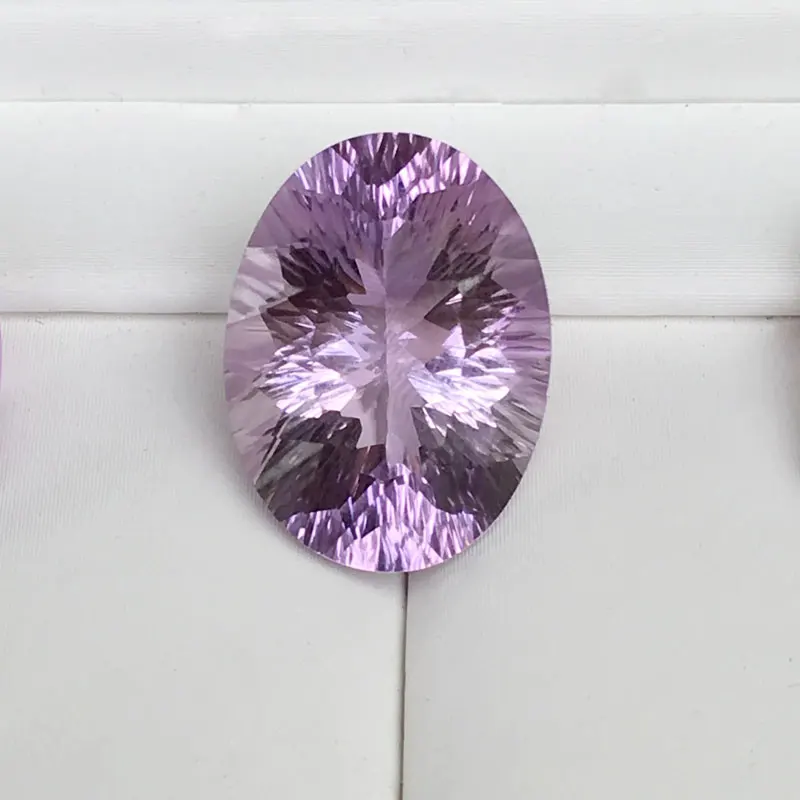 CSJ 100% natural amethyst oval concave cut loose gemstone concave cut for 925 silver or gold top fine jewelry mounting