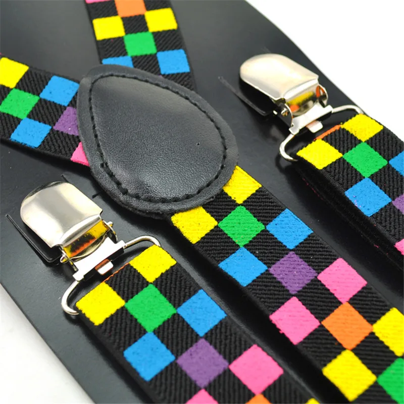 Women Men's Shirt Suspenders For Trousers 7 Fashion "Rainbow Check Plaid" Mix Pants Holder Braces Wedding Shoulder Straps Belts