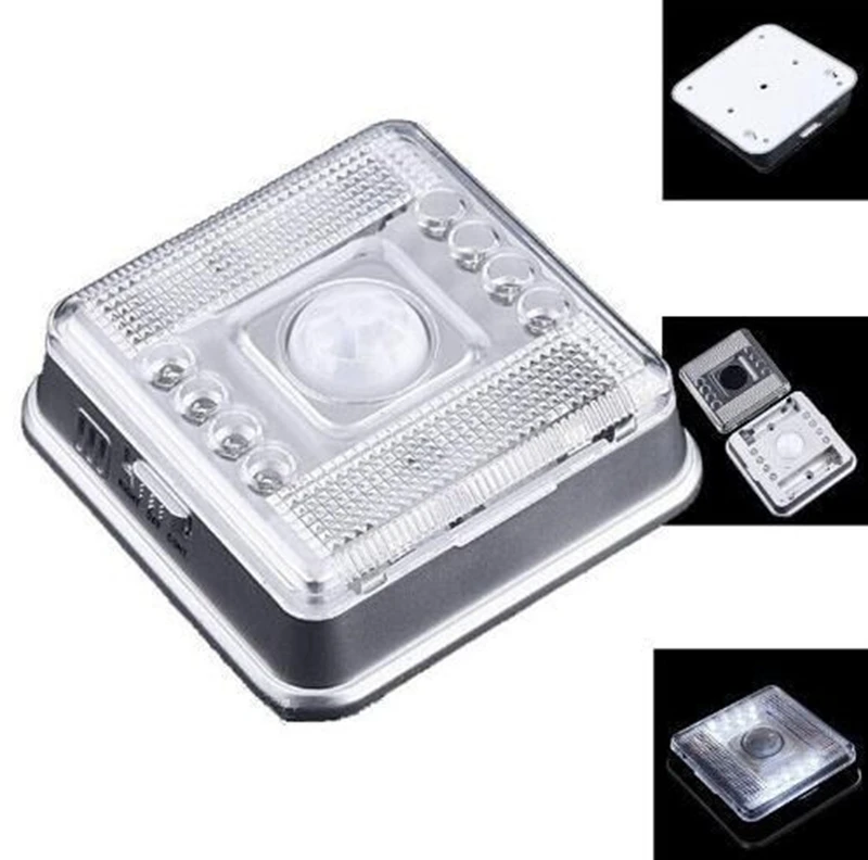 8 LED Light Lamp PIR Auto Sensor Motion Detector AA Battery Mini Home Kithchen Auto Infrared Sensor Light Lamp WIth Package