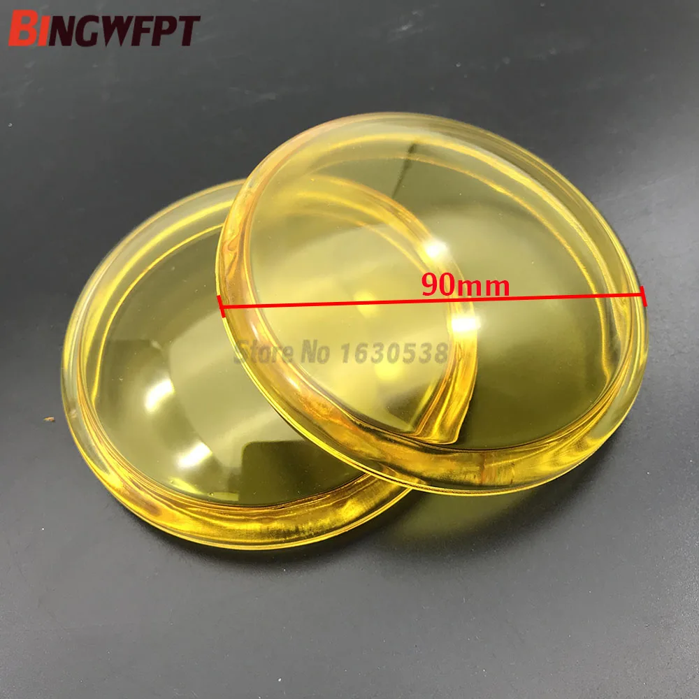 2pcs/lot Round Diameter 90mm Fog Light yellow Anti-fog Glass Tempered Glass For Mitsubishi L200 Outlander Pajero Colt Triton ASX