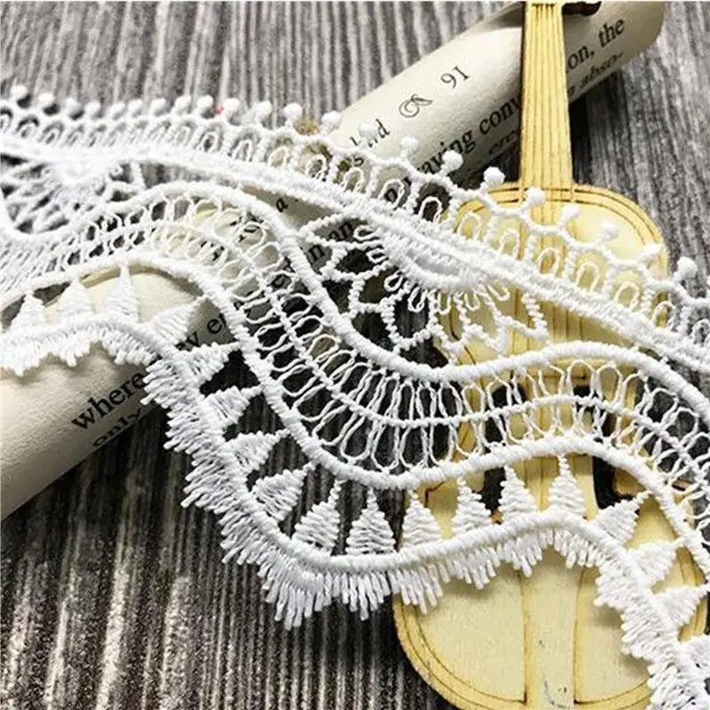 

15 Yards White Eyelash Lace Trims French Fabrics Hometexile Clothes Weaving Wrapping Ribbon Tape Wedding Dress Curtain Sewing