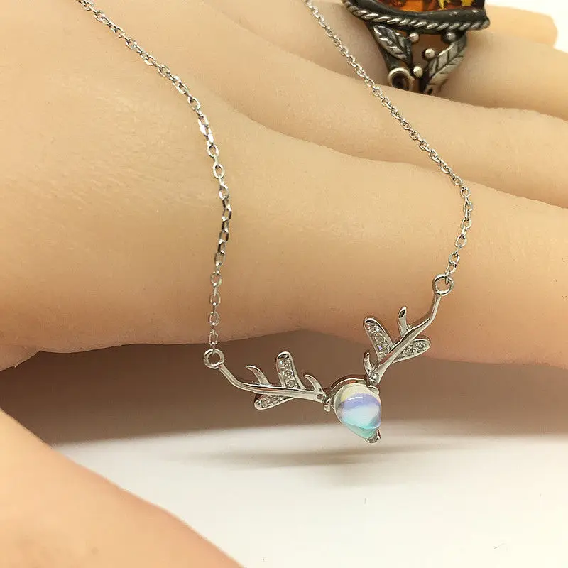 

925 sterling silver necklace Necklace women Silver necklace Elk necklace Friendship necklaces Personalized necklac Lock necklace