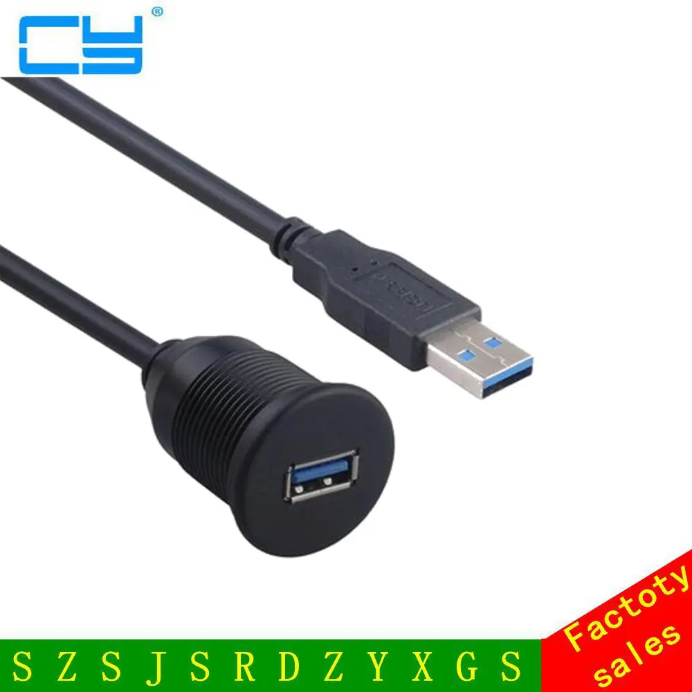 

USB 3.0 Male to USB 3.0 Female AUX Flush Mount Car Mount Extension Cable for Car Truck Boat Motorcycle Dashboard Panel