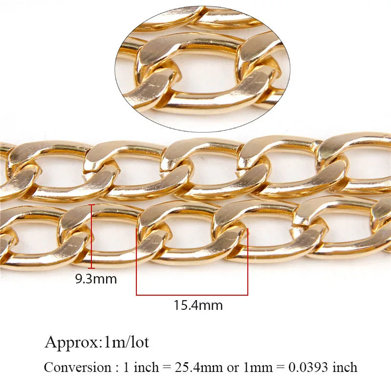 Metal Mixed Color Flat Byzantine Necklace Twisted Chains Curb Chains Bulk Fit Bracelets Open Link Chain For DIY Jewelry Making