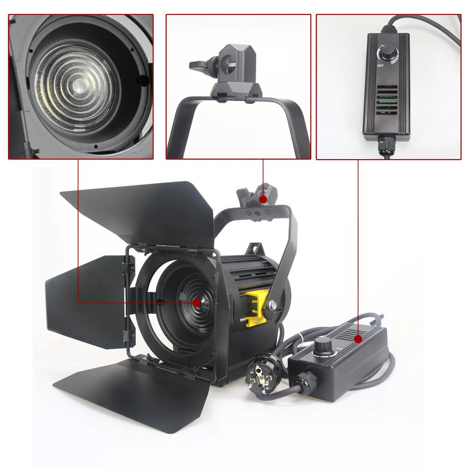 ALUMOTECH Daylight 20W LED Fresnel Lens Spot Continuous Lamp For Film Camera Video Studio Photography Light With 3200K Color Gel