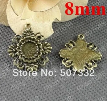 

Free Shipping Alloy Antique Bronze 25*28MM,Inside size:8MM Collet settings 40PCS for Vintage Charms & Pendants JJA3065