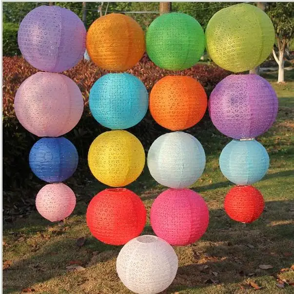 20cm 25cm 30cm 40cm Hollow Out Paper Lantern Balloon Chinese Round Paper Lantern Ball Lampion for Festival Wedding Party Decor