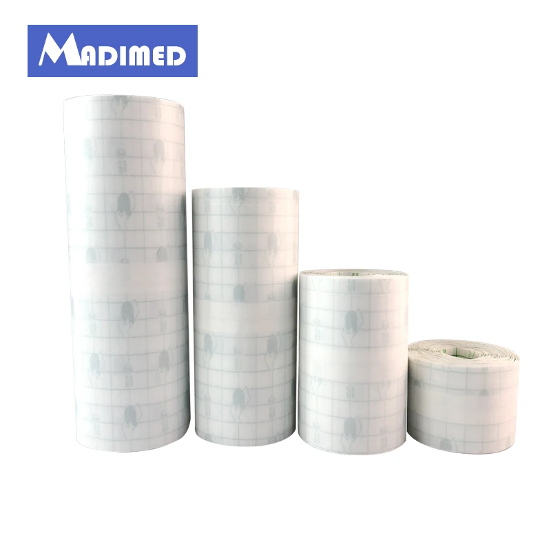 MADIMED 10/15/20cmx10m Waterproof Transparent Adhesive Wound Dressing Fixer Plaster Fixomull Stretch PU Film Roll Fixation Tape