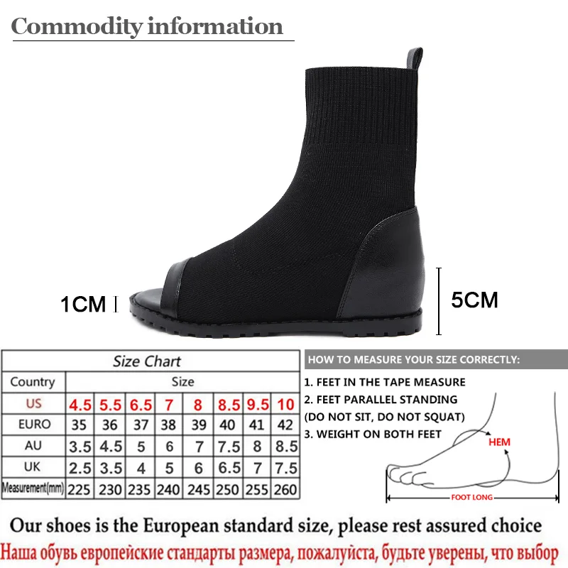 Gdgydh 2022 Summer Boots For Women Stretch Fabric Height Increasing Peep Toe Footwear Woman Shoes Wedges Rome Style Ankle Boots