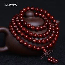 108*8mm Genuine High grade Red Sandalwood Beads Buddha Malas Bracelet Healthy Jewelry Buddhist meditation Wooden Rosary Beaded