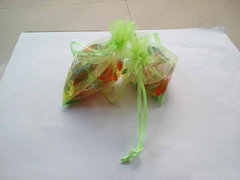 50pcs 15*20 Green gift bags for jewelry/wedding/christmas/birthday Organza Bags with handles Packaging Yarn bag