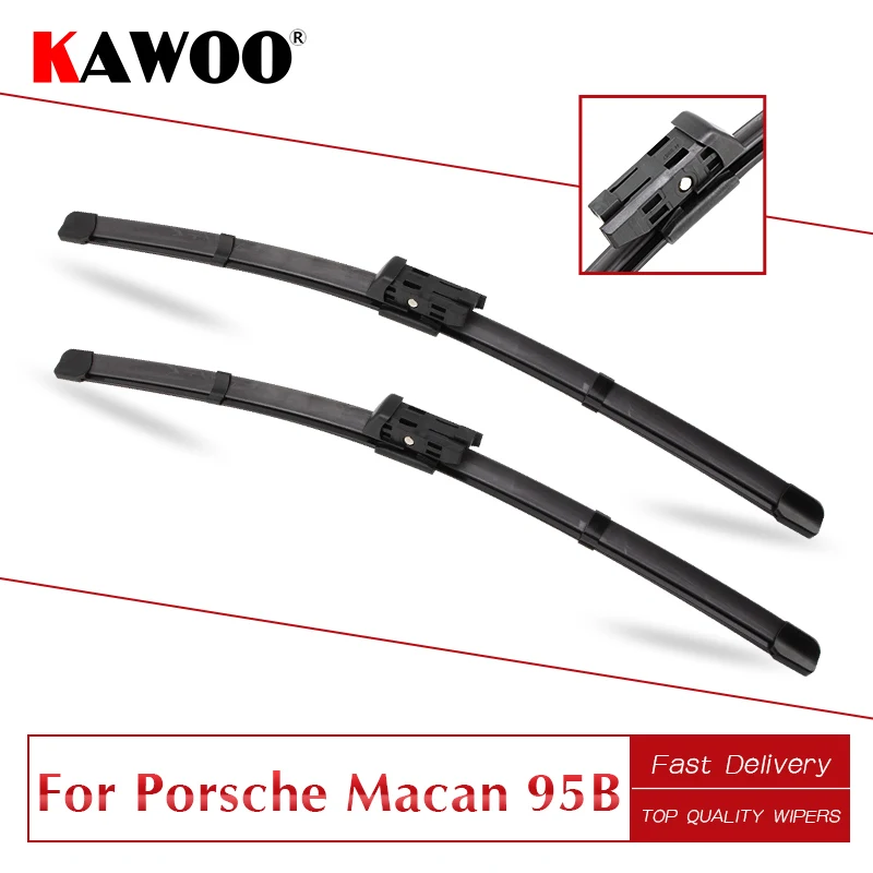 

KAWOO For Porsche For Macan 95B 24"20" 2014 2015 2016 2017 Car Soft Natural Rubber Windcreen Wipers Blade Fit Push Button Arm