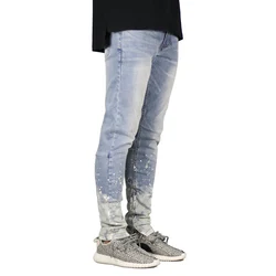 Men Jeans Fashion Stretch Zipper Design Dot Hip Hop Jeans Y5026