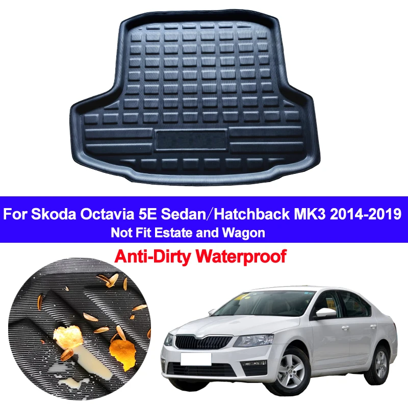 For Skoda Octavia 5E Sedan Hatchback MK3 2014 - 2018 2019 Car Rear Trunk Mat Cargo Tray Boot Liner Carpet Protector Floor Mats