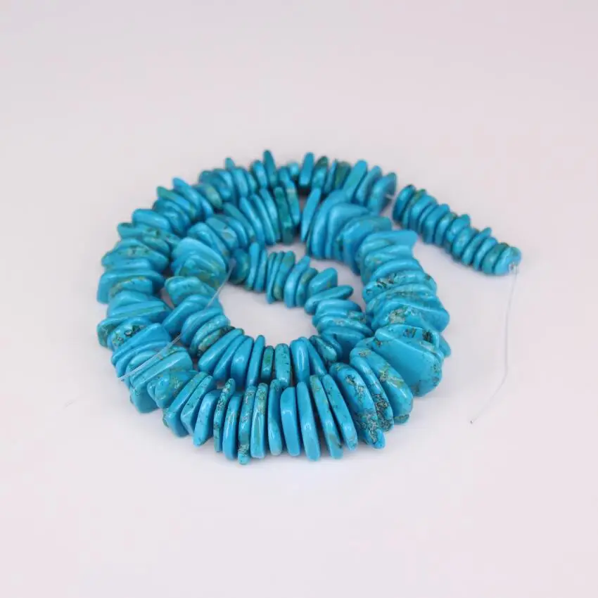 15.5 Inches of Strand Blue Drilled Spacer Pendants,Smooth Howlite Magnesite Freeform Slab Slice Loose Beads Necklace