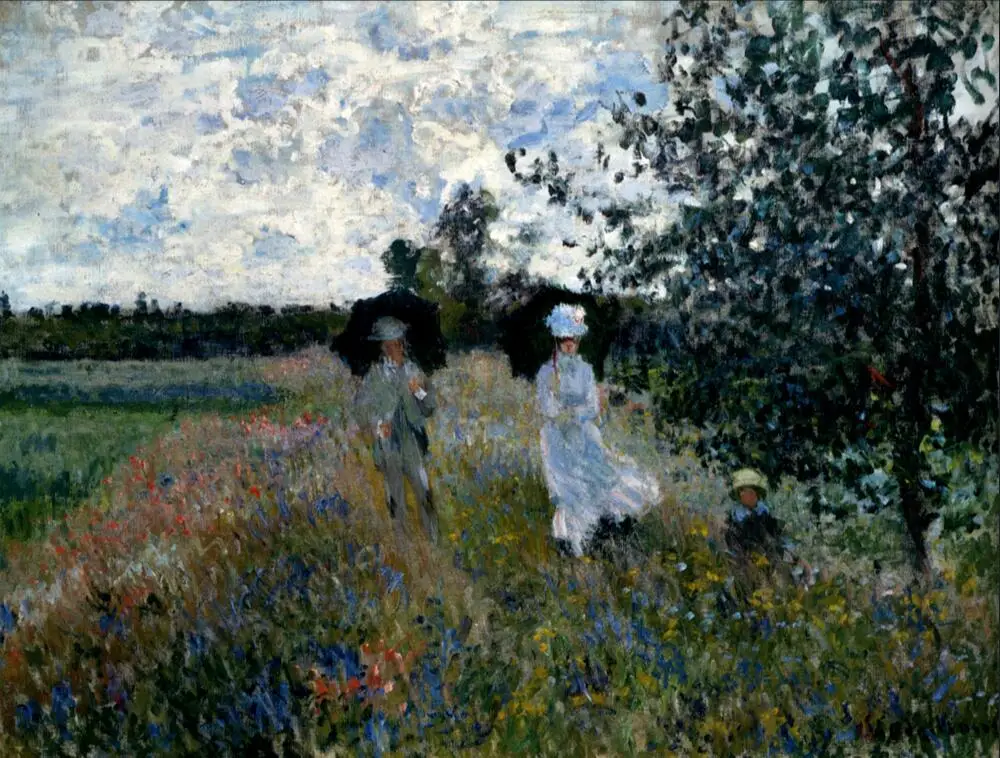 High quality Oil painting Canvas Reproductions Promenade near Argenteuil (1873) By Claude Monet Painting hand painted