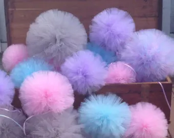 6pcs Tulle pom poms Party wedding decoration baby shower Birthday Party home Decorations Bridal Shower Bachelorette Girls Party